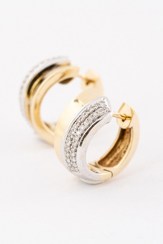 White/yellow gold earrings with 29 diamonds each