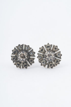 Gold entourage earrings with diamonds