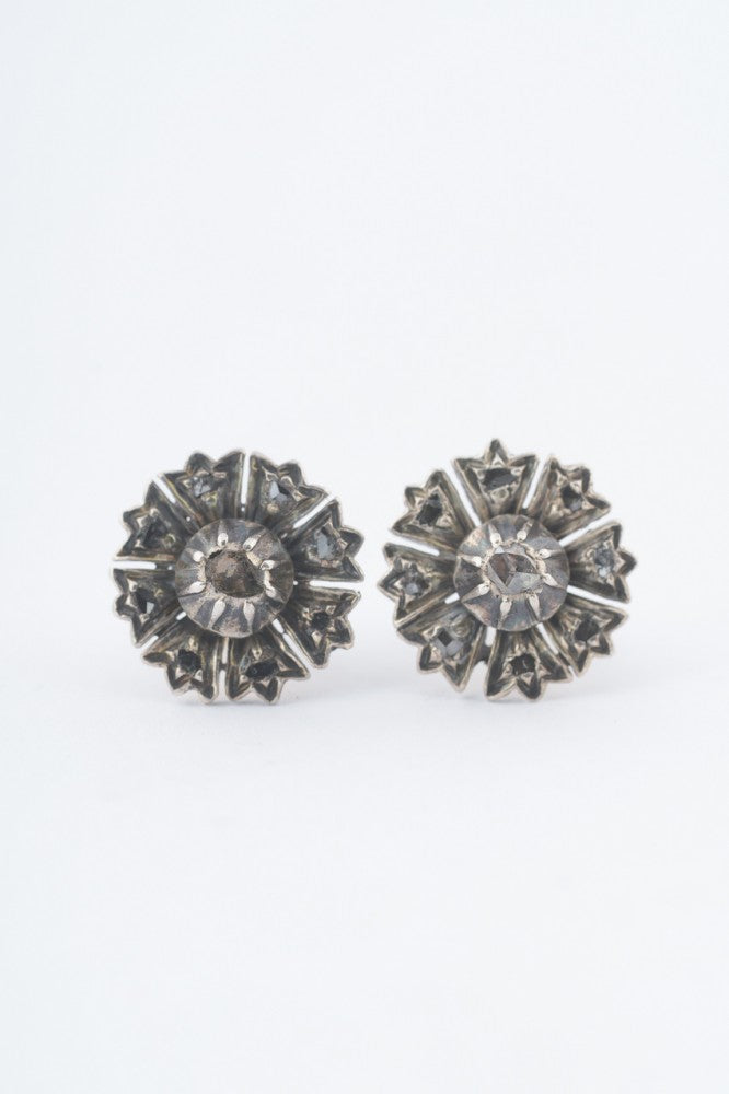 Gold entourage earrings with diamonds