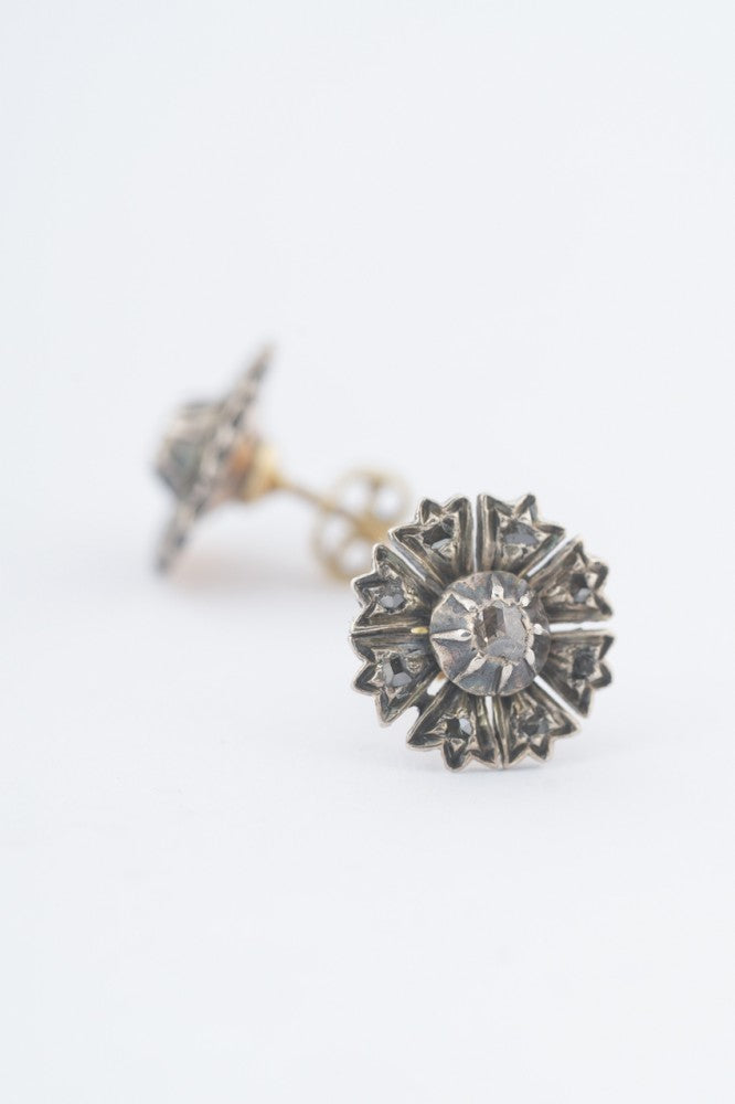 Gold entourage earrings with diamonds