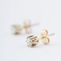 Gold solitaire earrings with a brilliant in each one