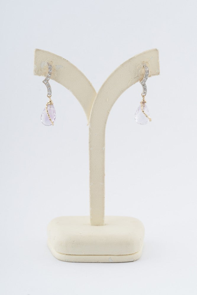 Gold earrings with amethyst and diamonds