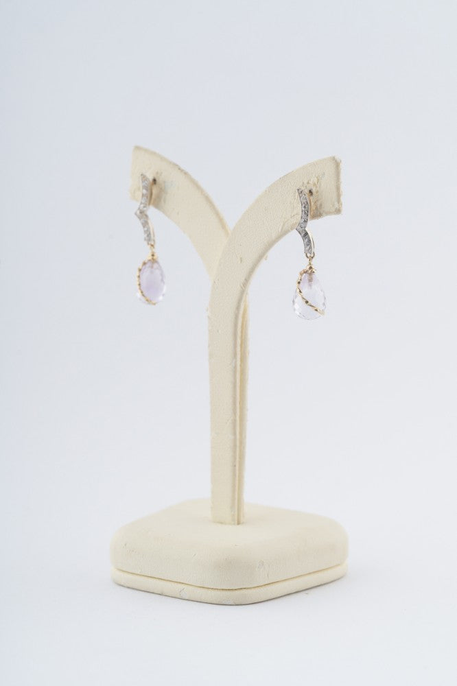 Gold earrings with amethyst and diamonds