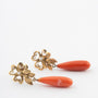 Antique gold earrings with pearl and red coral pampel