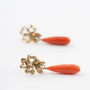 Antique gold earrings with pearl and red coral pampel