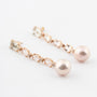 Gold long earrings with pearls, quartz and brown diamonds
