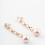 Gold long earrings with pearls, quartz and brown diamonds
