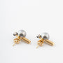 White/yellow gold earrings with gray cultured pearl and brilliant