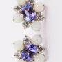 White gold studs with tanzanite, opal and brilliant