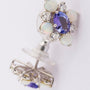 White gold studs with tanzanite, opal and brilliant