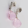 White gold earrings with rose quartz and brilliant cut diamonds