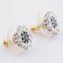 White gold entourage stud earrings with sapphire and brilliant cut diamonds