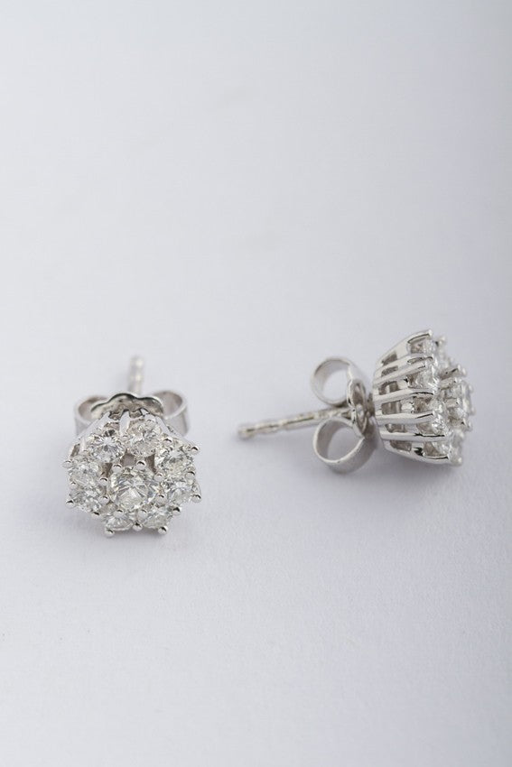 White gold entourage earrings with diamonds