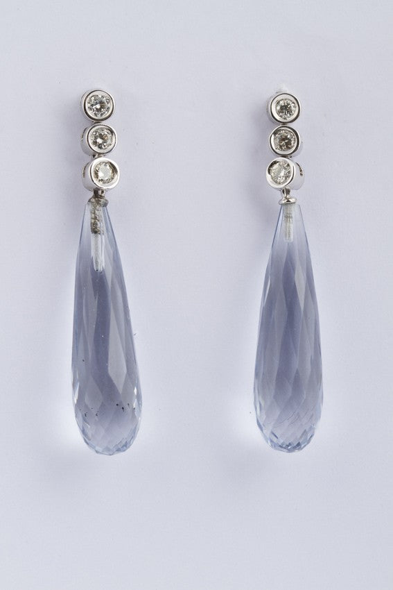 White gold earrings with aquamarine and brilliant