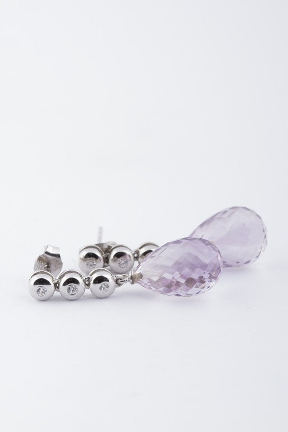 White gold earrings with amethyst and brilliant