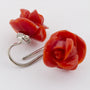 White gold earrings with brilliant and red coral