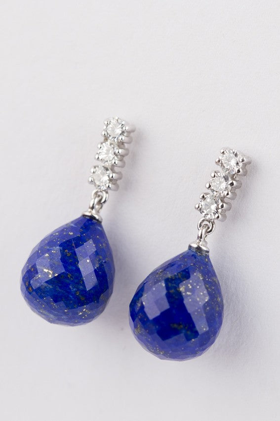 White gold earrings with Lapis Lazuli and diamonds