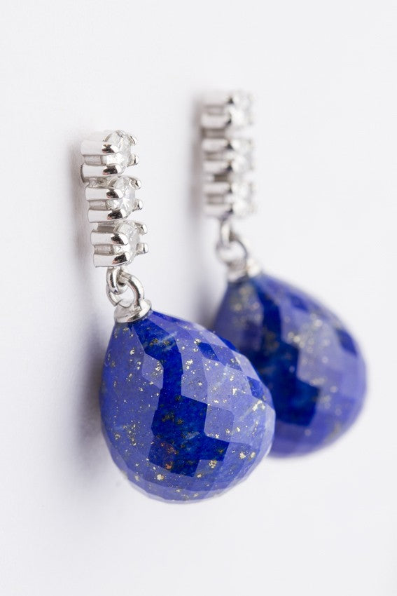 White gold earrings with Lapis Lazuli and diamonds