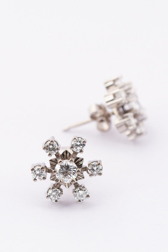 White gold entourage earrings with diamonds