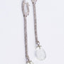 White gold long earrings with diamonds and prasiolite