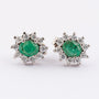White gold entourage earrings with emerald and diamonds