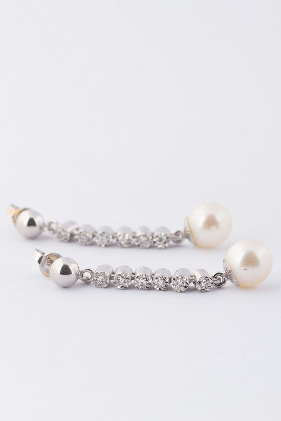 earrings with diamonds and cultured pearls