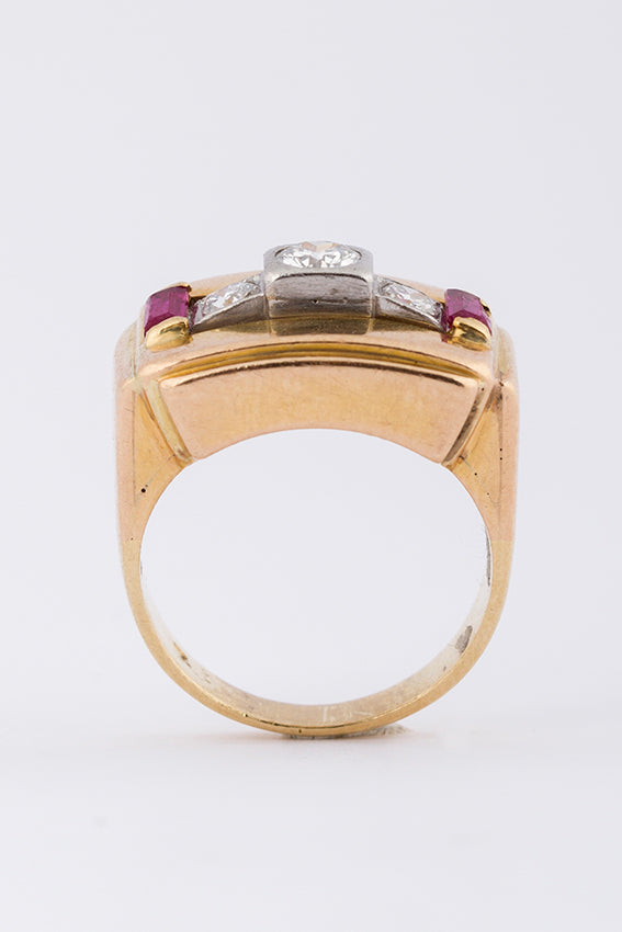 Demodé ring with brilliant and ruby