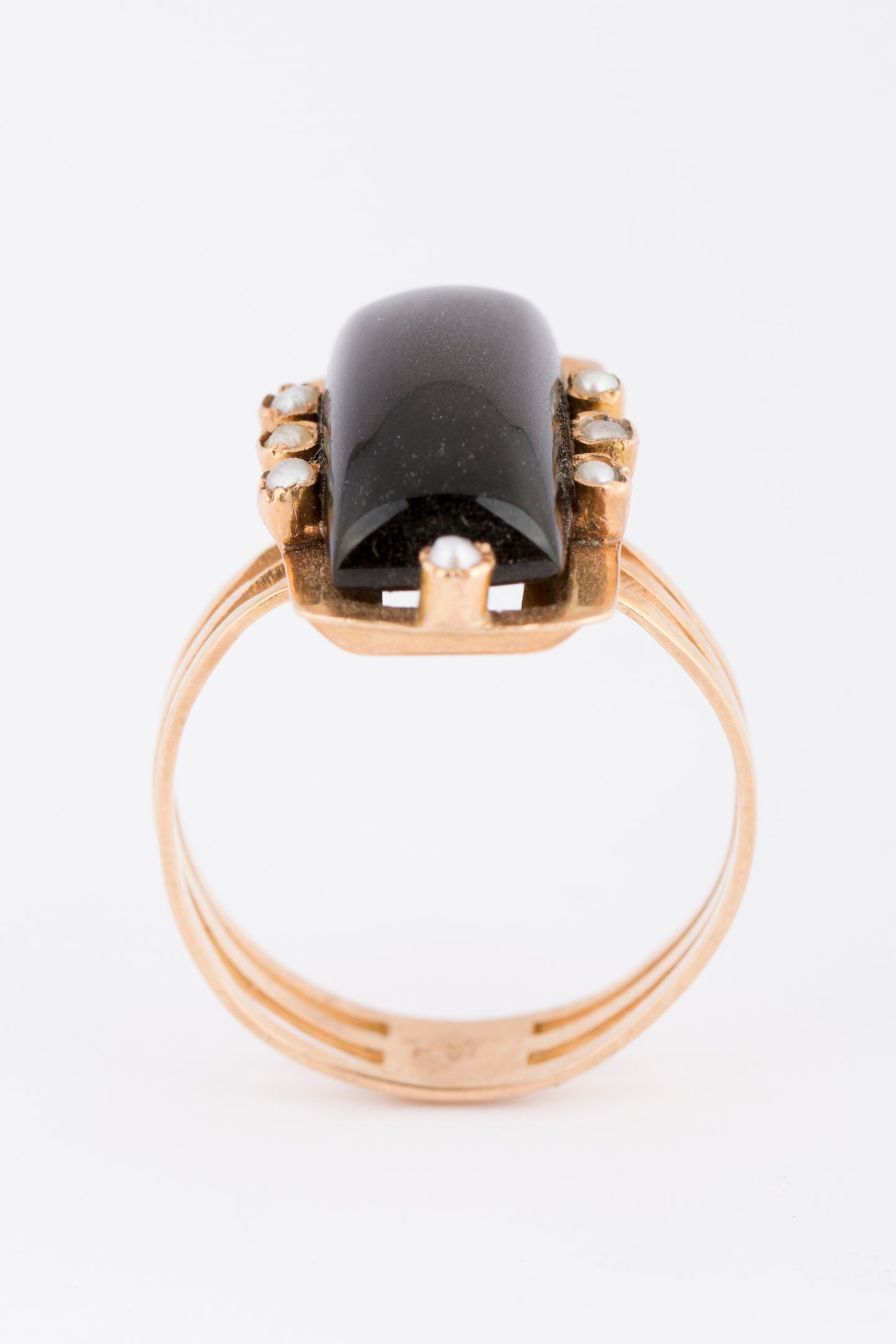 Spangen ring met zilverobsidiaan
