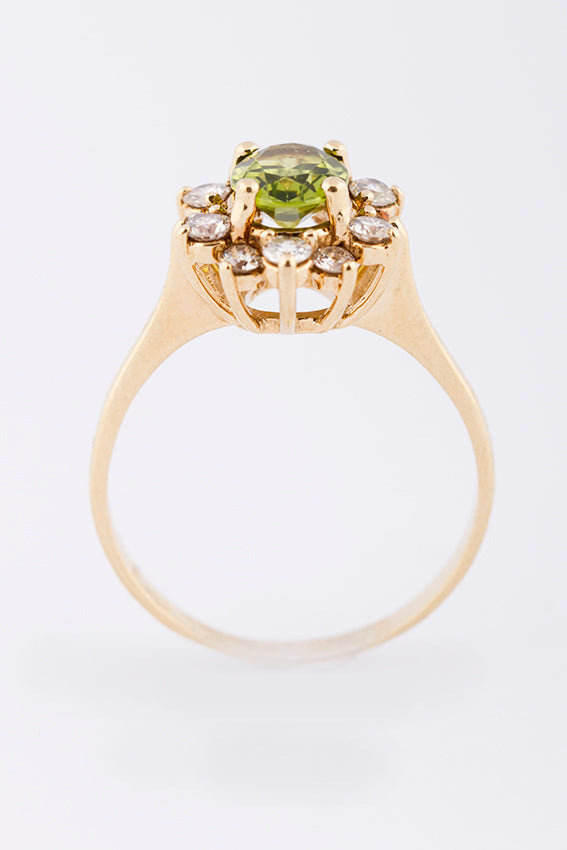 Entourage ring met briljant en peridoot