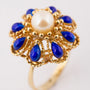 Entourage ring with cultured pearl and enamel