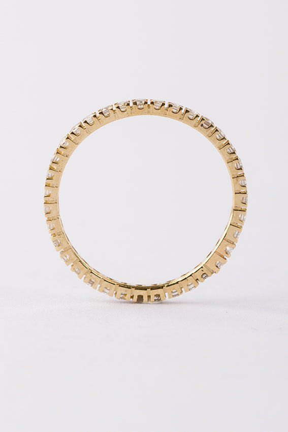 Geel gouden alliance ring met briljant