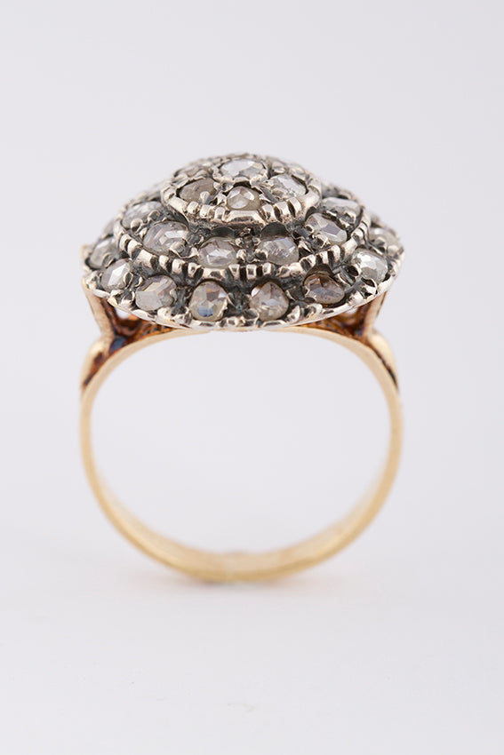 3-dubbele entourage ring met roos diamant