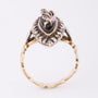 Markies ring met onyx en diamant in zilver gezet