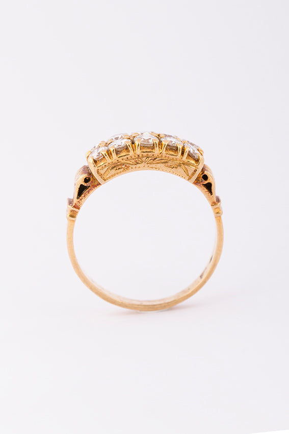 Double row ring with brilliant