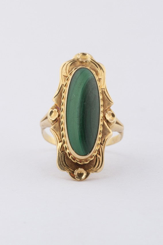 Gold ring with malachite