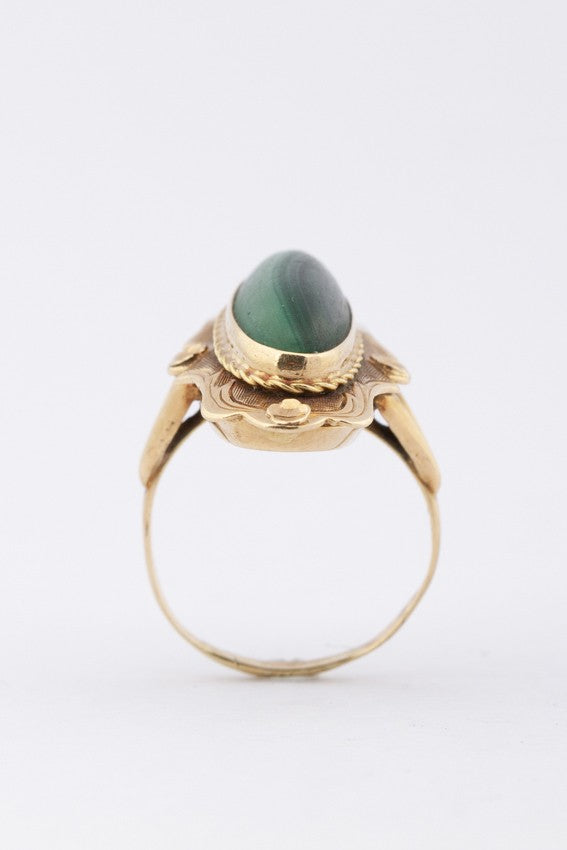 Gold ring with malachite