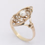 Gold marquise ring with a cultured pearl and diamonds