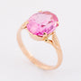 Gouden ring met synth. roze saffier