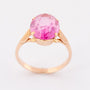 Gouden ring met synth. roze saffier