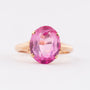 Gouden ring met synth. roze saffier