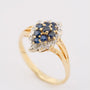 Gold marquise ring with sapphires and 10 brilliants