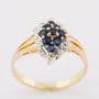 Gold marquise ring with sapphires and 10 brilliants