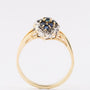 Gold marquise ring with sapphires and 10 brilliants