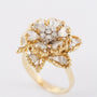 White/yellow gold entourage ring with diamonds