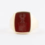 Gold men's ring with carnelian and coat of arms engraving