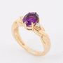 Gold ring with amethyst and 2 diamonds