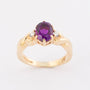 Gold ring with amethyst and 2 diamonds