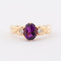 Gold ring with amethyst and 2 diamonds