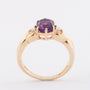 Gold ring with amethyst and 2 diamonds