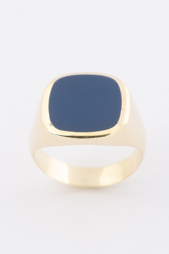 Gold men's ring with blue bearing